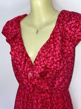 J. Crew Dress Raspberry Fit & Flare Ruffle NWT Sz4